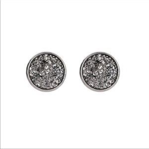 Boho Grey Faux Druzy Stainless Steal Studs